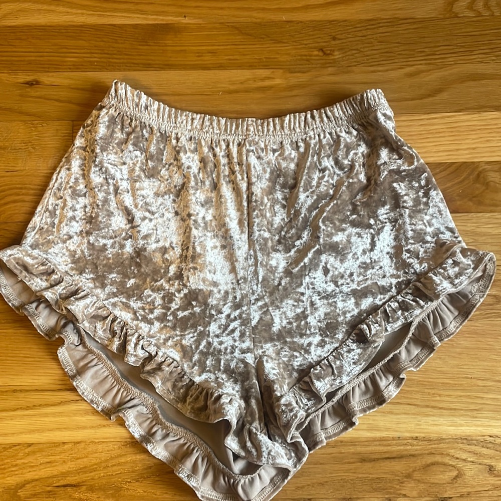 Gold Velvet Pajama Shorts